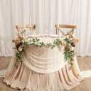 Ling's Moment 14Ft Ivory Sheer Extra Long Chiffon Like Table Runner with Silver Sparkle for Rustic Boho Beige Table Runner Wedding Party Bridal Shower Decorations