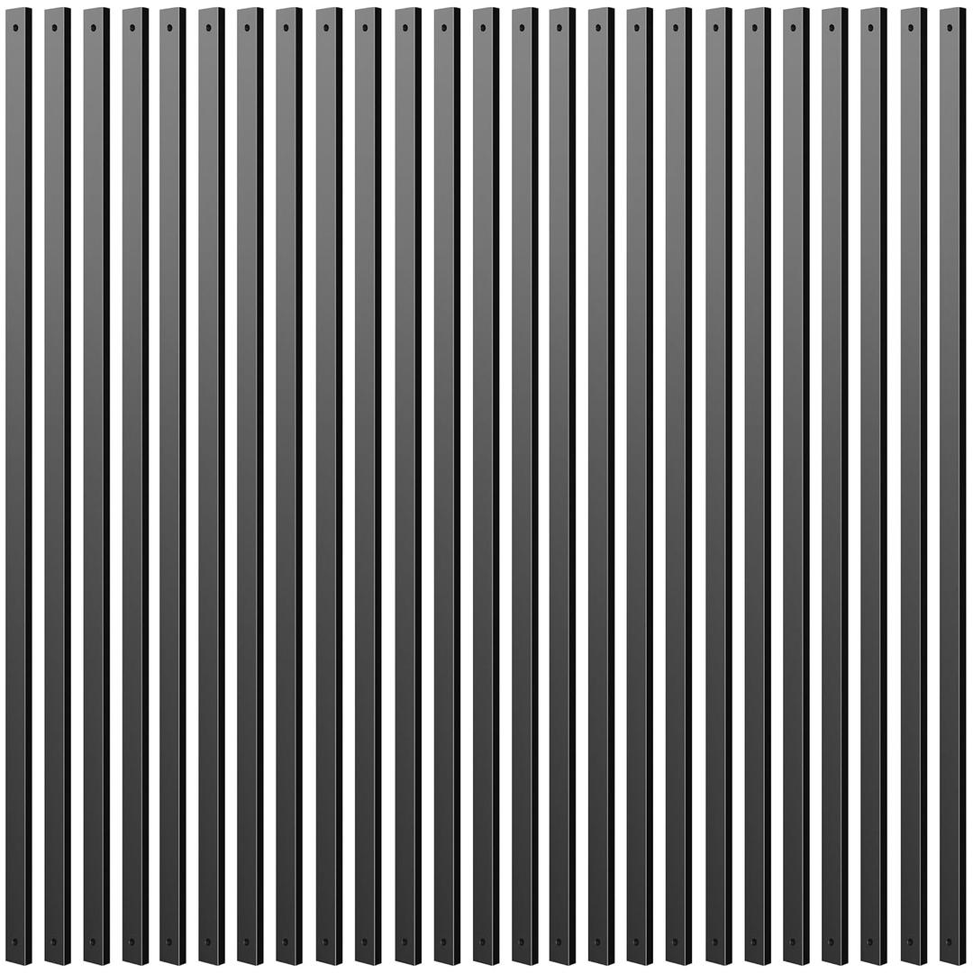 Deck Balusters, 36 Inch, Straight Flat Baluster, Black, Metal Deck Stairs Railing, 50 Pack Hollow Rectangle Deck Balusters for Deck Railing