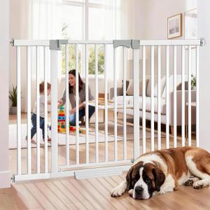 41" Extra Tall Dog Gate Indoor,30-62.5" Wide Heavy Duty Pet Gate for Doorways,Baby Gate with Walk Through and Auto Close, Pressure Mounted, Suitable for Stairs,Kitchen,White
