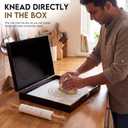 Geetery Roti Box with Lid, Roller, Silicone Baking Mat for Rolling Roti 19.7 x 15.8 x 3 Inch Roller Rotibox, Non Slip Kneading Board for Kitchen Chapati, Paratha, Puri, Dough Pie Crust Pastry