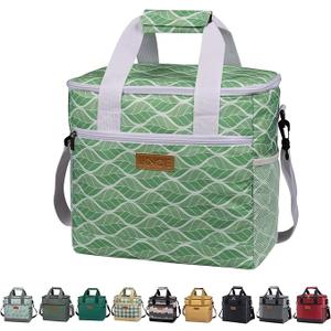 Iknoe Large Cooler Bag Collapsible 24 Can Insulated Bags Leakproof Lunch Cooler Tote with Multi-Pockets for Adult Insulated Thermal Bag for Beach, Picnic, Office Work