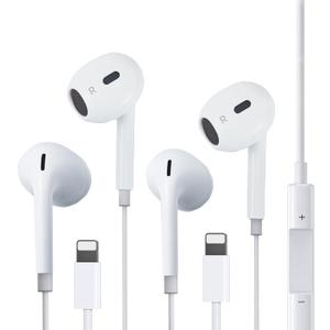 2 Pack Wired Headphones for iPhone,Earbuds Earphones Built-in Microphone & Volume Control,Compatible with iPhone 14/13/12/11/XR/XS/X/8/7/Pro/Pro Max