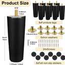 Maitys 8 Pcs 6 Inch Round Solid Wood Furniture Legs Furniture Wooden Replacement Chair Feet Dresser Sofa Couch Legs Table Cabinet Footstool DIY Projects for Home (Black)