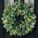 24 Inch Artificial Eucalyptus Wreaths for Front Door Outside- Green Year Round Wreath for Spring Summer Fall Winter- All Seasons Evergreen Hanging Decor for Farmhouse Home Firplace Porch,Window,Wall