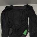 AGECODE Women's Square Neck Mesh Long Sleeve Bodysuit Shirts Ruched Body Suit Leotard Tops Black X-Small