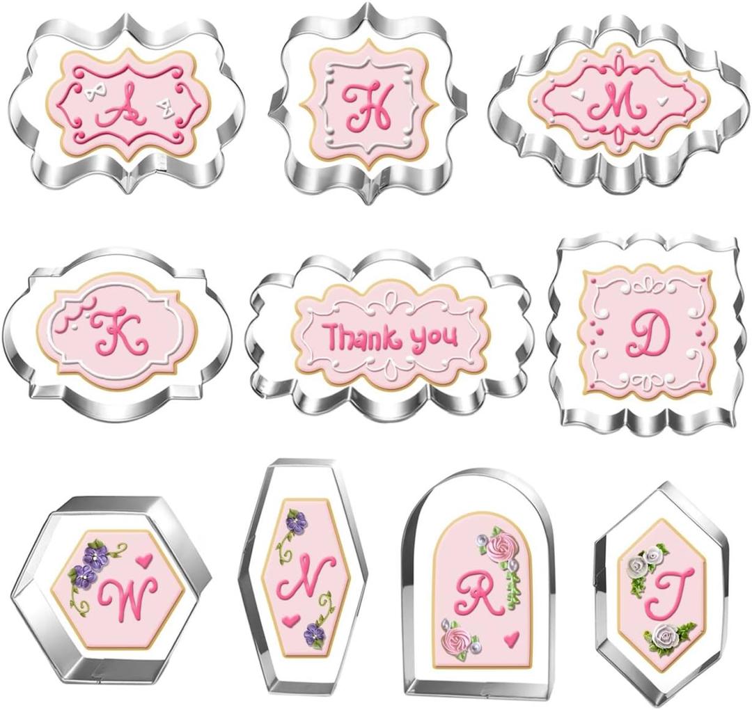 Large Plaque Cookie Cutter Set-10 Piece-4.0 Inch-Diswasher Safe-Frame Cookie Cutter Shape for Baking
