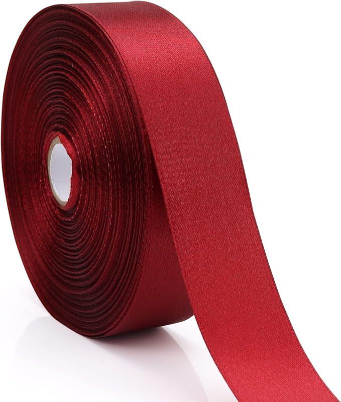 1 inch, Wine Red Ribbon for Gift Wrapping 10 Yards Perfect Wedding Party Wreath Sewing DIY Hair Accessories Decoration Floral Hair Balloons Other Projects (1 inch, Wine Red)