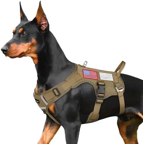 FAYOGOO Tactical Dog Harness for Large Dogs - Mesh Breathable Dog Harness Escape Proof with Handle - No Pull Military Service Dog Vest with Removable Patches for Walking,Training,Hiking, L