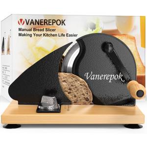 vanerepok Manual Bread Slicer for Homemade Sourdough Bread Versatile Hand Crank Bread Slicer for Sourdough Crusty Bread Etc Stainless Steel Slicers Adjustable Width for Homemade & Commercial Use
