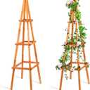 Wonderjune 70.8in Tall Wooden Obelisk Trellis Outdoor Garden Trellises Easy Assembly Climbing Plant Support for Climbing Plants Porch Balcony Backyard Flowers Trailing Vegetables, 5.9 Ft