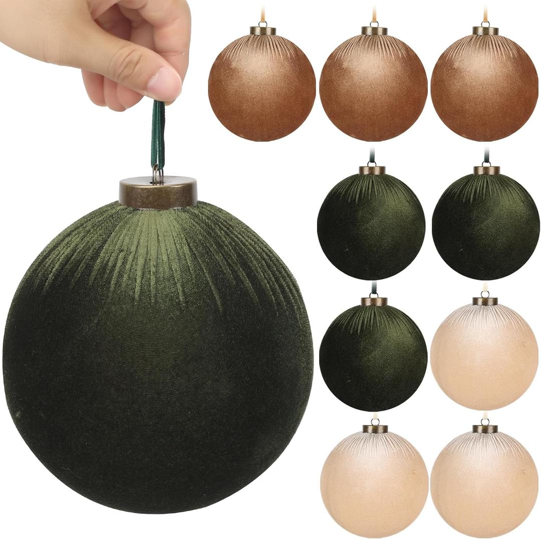 9 PCS Velvet Christmas Balls Ornaments 4inch& 6inch Christmas Large Ball Set for Xmas Tree Decor, Holiday Home Party (Mixed Colors 1, 6inch)