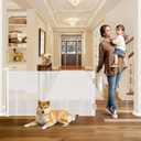 Reinforced 100 Extra Wide Dog Gate Indoor Doorway, 33 Tall Retractable Baby Gate No Bottom Bar, 8.33ft Outdoor Pet Gates for Wide Openings, Anti-Scratch Durable Mesh Gates for Kids or Pets, White