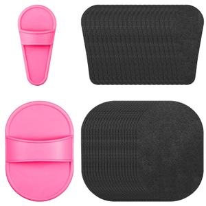 102 Piece Smooth Away Exfoliation Kit for Women and Girls - Smooth Legs and Facial Hair Removal Pads in 2 Sizes, 100 Pieces Fine Black Sandpaper for Lips and Skin (Pink)
