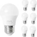 KINUR Small LED Ceiling Fan Light Bulbs, 6 watt A15 led Bulb E26 Daylight 5000K 60watt Equivalent Appliance Bulb Refrigerator Non-dimmable 6 Pack (White)
