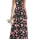 BTFBM Summer Maxi Dresses for Women 2026 Strapless Tube Top Floral Spring Wedding Guest Dress Beach Vacation Outfits(Black Pink Flower, XX-Large)