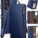 XcaseBar for Moto G Stylus 5G 2024 Wallet case with Zipper Credit Card HolderRFID Blocking,Flip Folio Book PU Leather Phone Shockproof Cover Women Men for Stylus 5G 2024 case Blue