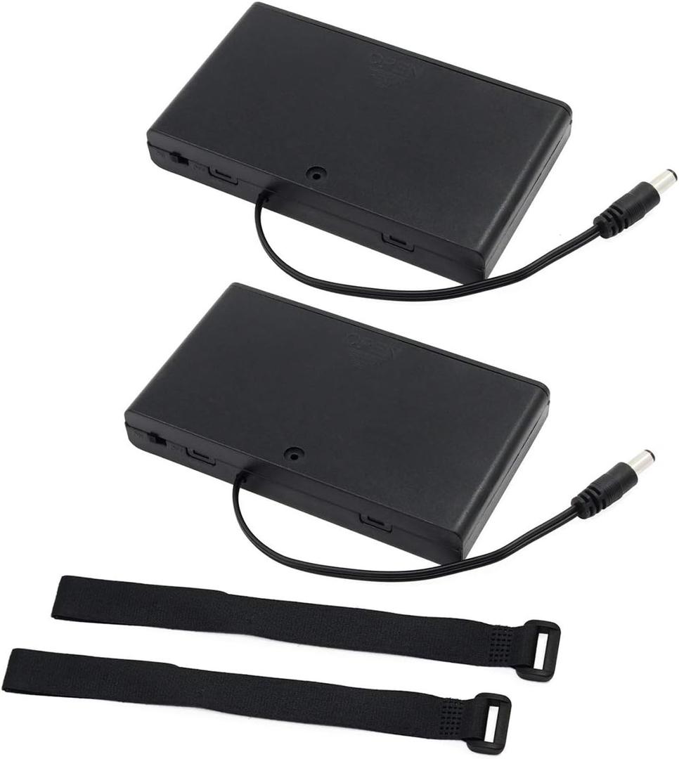 abcGoodefg 2 Pack 8 Solts 12V AA Battery Holder Case Plastic Battery Storage Box with DC Plug
