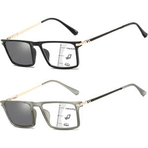 2 Pack Progressive Multifocus Reading Glasses for Men Anti-Blue Light Photochromic Lens Flexible Computer Readers