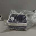 AYSUM Medium Plastic Woven Storage Baskets - 3 Pack Stackable Woven Organizer, 11 x 8.5 x 5 Inch, Grey - For Pantry, Kitchen, Bedroom, Bathroom