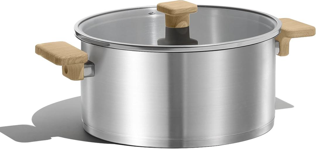 CAROTE Stainless Steel Stock Pot - 5 Quart Heavy Duty Induction Cooking Pot with Visible Lid for Pasta, Soup, Spaghetti, Bottom Big Stockpot, Deep Cookware for Canning, Boiling, Simmer