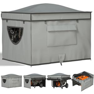 Generator Tent Cover with Bracket,Generator Covers While Running,Rooftop Design,No Water Accumulation,100% Waterproof Heavy Duty Tarps Generator Tent,38 "x28 " x27 ",Gray.