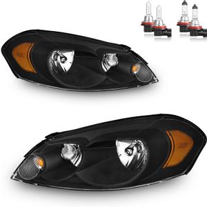 Headlights with High/Low Beam Bulbs for 2006-2013 Chevy Impala