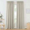 RYB HOME Linen Flax Curtains 84 Inches Long - Breathable Flax Linen Woven Semi Sheer Curtains Privacy Drapes UV Rays Protected for Room Divider, Wedding Party Backdrop, W 52" x L 84", Angora, 2 PC