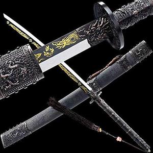 Dragon Theme Kungfu Broadsword Dao Sword Sharp Chinese Saber Wushu Broad Knife (110L x 4.3W