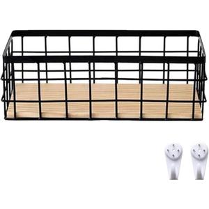 IULRTBA Small Basket,Wire Storage Basket Bins Organizer,Metal Wire Basket Bathroom Detachable Wood Base Storage Organizer Bin Basket for Kitchen Cabinets, Bathroom, Pantry, Garage