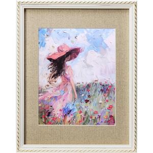 11x14 White Picture Frame, Gold-Toned Rope Edging, Pine Wood with Real Glass, Display 11x14 Photos Matted to 8x10, Vertical and Horizontal Desk Tabletop or Wall Hanging