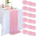 6 Pack 10FT Pink Cheesecloth Table Runner 120 Inch Long Gauze Rustic Boho Spring Cheese Cloth Table Runner Sheer Fabric Decorations for Holiday Party Wedding Banquet Bridal Baby Shower Dcor
