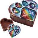 DIY Diamond Painting Storage Box Kit, Heart-Shaped Wooden Special Shaped Diamond Art Organizer for Small Accessories or Jewelry, Decorative Gift Case for Desktop Display (Rainbow Paw)