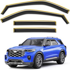 in-Channel Window Rain Guards Fit for Ford Explorer 2020-2026,Extra Durable Window Deflector Rain Guards Visor Vent Visors Vent Shades Car Accessories -4 pcs