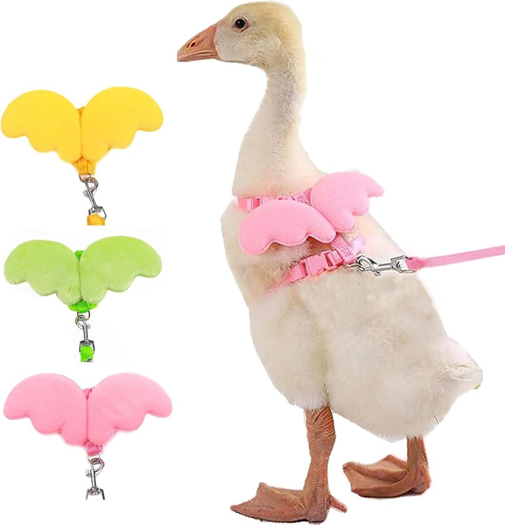 2 x Pet Cole Duck Outside Walking Harness Leash, Adjustable Outdoor Training Traction Rope, Duck Harness and Leash for Real Ducks Cat Dog Hen Chickens Goose Small Pet (yellow)