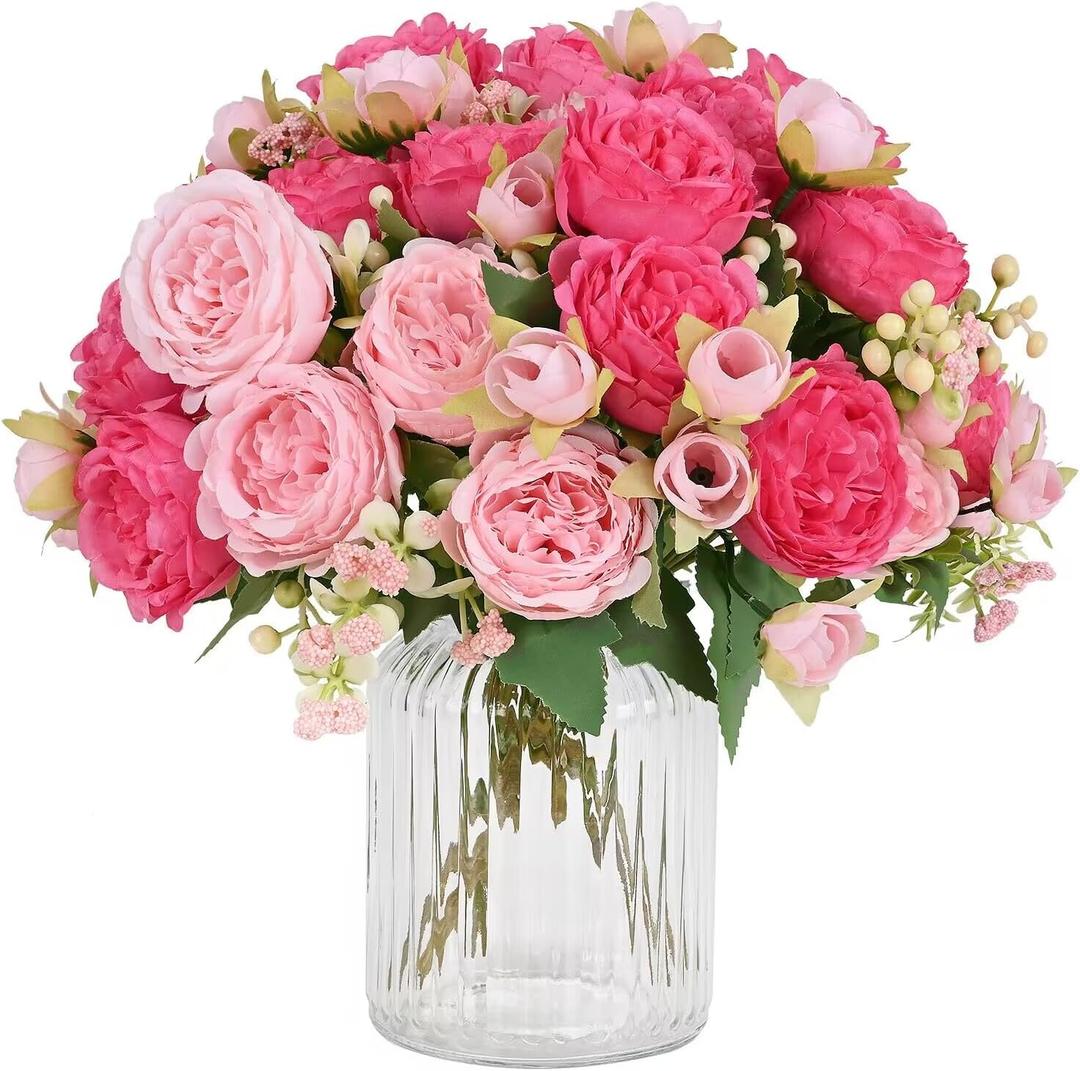 MARTINE MALL 8 Packs Peonies Artificial Flowers, Mixed Pink Artificial Peonies, Silk Peonies Flowers Fake Peonies Artificial Flowers Peonies Bouquet for Centerpiece Table Wedding Party Home Decor