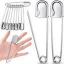 Juexica 20 Pcs Large Safety Pins 5 Inch Jumbo Stainless Steel Safety Pins Heavy Duty Huge for Strong Laundry Upholstery Sewing Quilting Key Rings Craft Outdoor (Silver)
