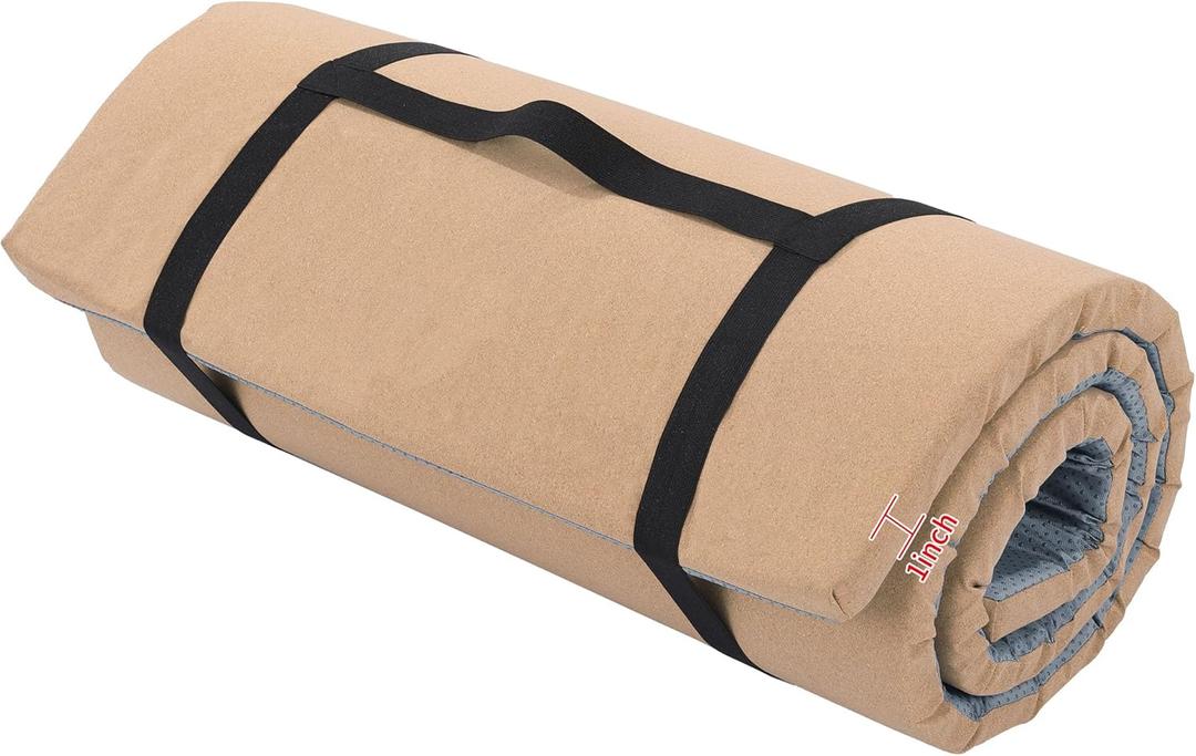 MABOZOO Cork Yoga Mat, 1-Inch Thick Non-Slip Cork Exercise Mat with Strap for Hot Yoga Pilates Workout Indoor Outdoor (72"*24"*1")