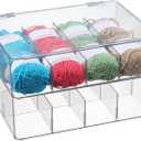 Clear Divided Storage Organizer Container Box with Lid Removable Divided Storage Medicine and Tea Bag Box Dresser Organizers Plastic Storage Bins for Cosmetics,Crafts,Coffee Pods (1)
