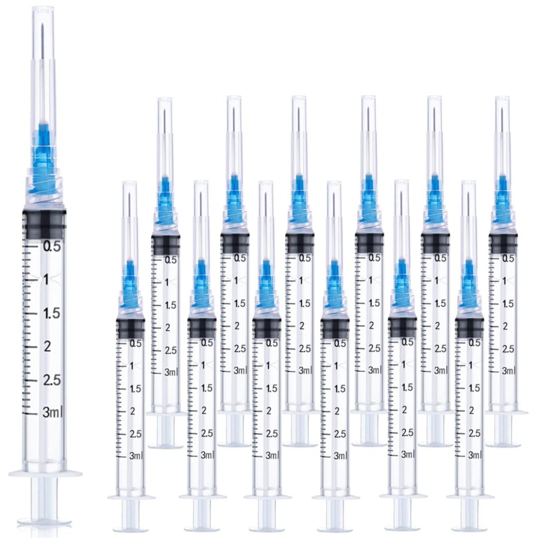 100 Pack 3ml 23Ga Lab Syringe Tools with Measurement, Individually Packed