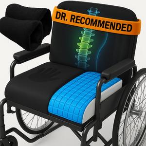 Wheelchair Cushion for Pressure Relief - (4-Piece Set) 18x16 Anti-Slip Wheelchair Seat Cushions, Lumbar Pillow and Wheelchair Armrest Pads for Adults, Seniors, Wheelchair Accessories