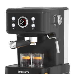 Empstorm Black Espresso Machine with Milk Frother, Cappuccino Machines for Home