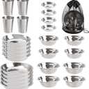 TOPZEA Set of 26 Stainless Steel Camping Plates and Bowls, Camping Mess Kits Camping Dish Set Tableware includes Plates, Bowl, Cups, Stainless Steel Dinnerware for Camping, Hiking, Travel, Picnic