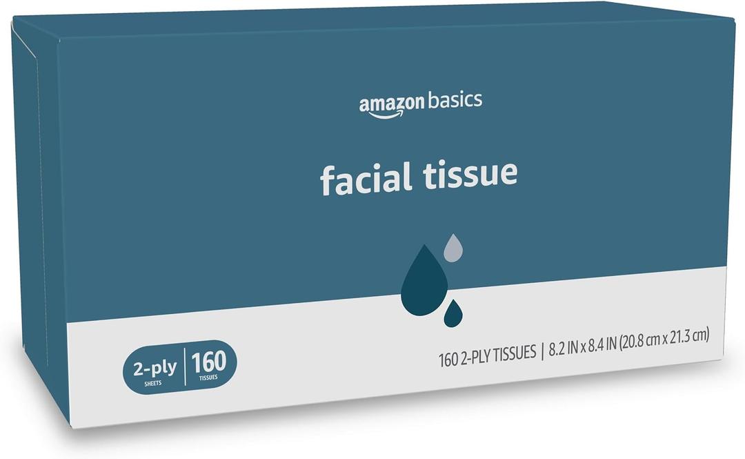 Amazon Basics 2-Ply Facial Tissue, 160 Count
