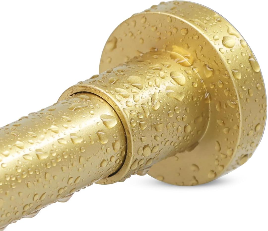 YNL Gold Shower Curtain Rod 32-80 Inch(2.7-6.6ft), Non Slip, Never Rust, No Drill Stainless Steel Spring Tension Shower Rod, Adjustable Tension Rod for Bathroom
