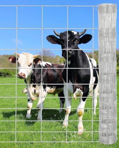 Garvee Cattle Fence 5ft x 164ft - Heavy Duty Galvanized Wire Fence & Chain Link Fence for Hog, Goat, Sheep & Deer; Ideal As Goat Fencing, Deer Fence, Yard Protection & Livestock Cattle Panel