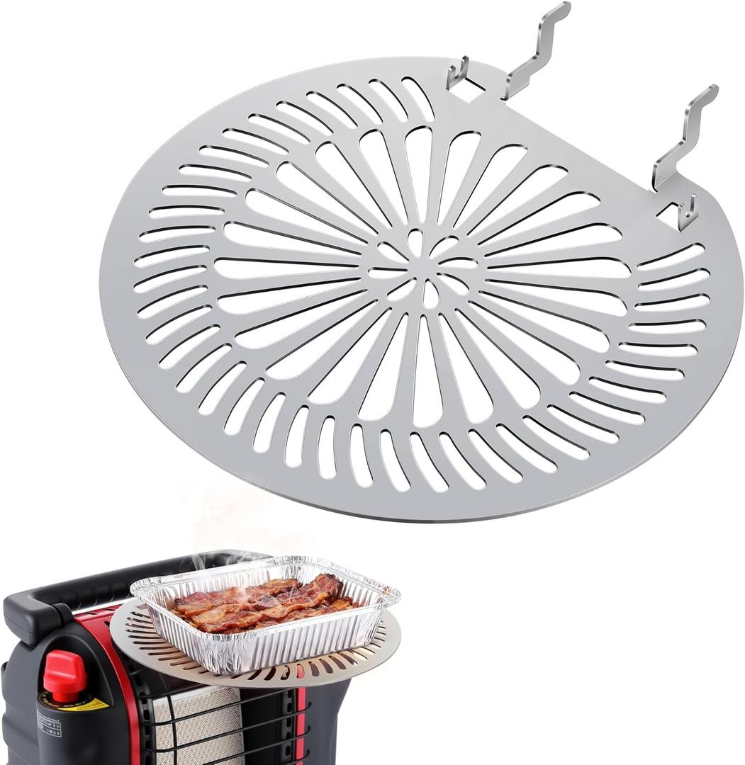 Dreyoo Cooker Plate Grill Attachment, Only Compatible with Mr. Heater MH9BX, Portable Heater Cooking Grate, Warmer Plate Accessory for Heating up Meal, Round Hollow Design, 304 Stainless Steel