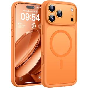 TOCOL for 17 Pro Case, Full Camera Protection, Builtin Magnetic Ring, Compatible with Magsafe Charger, Drop Protection, Translucent Matte Phone Case for 17 Pro 6.3 inch (Orange)