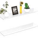 FEMELI 2 PCS 24" Acrylic Floating Shelves, Clear Shelf for Display, Plant, Perfume, Book in Bedroom Living Room Office, 5mm Thick Wall-Mounted Acrylic Shelves for Wall
