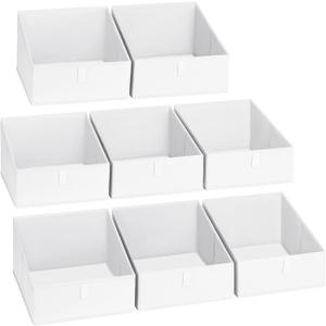 DIMJ Closet Storage Bins 8 Pack - Fabric Trapezoid Closet Organizer Bin, Foldable Storage Baskets for Shelves, Shelf Organizer, Clothing Storage Box for Toys, Books, Towel, Clothes (8 Bins 11.4"x11.4"x7.8", White)