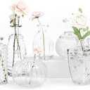 Gather & Bloom Creations Small Glass Bud Vases for Centerpieces Set of 10 Clear Bud Vases in Bulk Decor w/Unique Vintage Vases Shapes Sizes - Wedding Mini Vase, Small Vases for Flowers